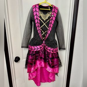 Monster High Girls Costume Dress Black Hot Pink 6-7T Victorian Draculaura Gld
